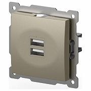 Розетка 2хUSB type A без рамки Elbi Eleсtriс Zena Vega 609-011400-143 цвет Металлик