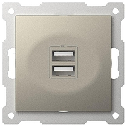 Розетка 2хUSB type A без рамки Elbi Eleсtriс Zena Vega 609-011400-143 цвет Металлик-1