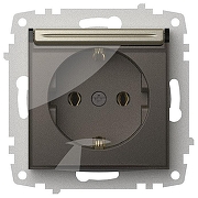 Розетка с заземлением с крышкой, без рамки Elbi Eleсtriс Zena Vega 609-011400-218 цвет Металлик-1