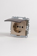 Розетка с заземлением с крышкой, без рамки Elbi Eleсtriс Zena Vega 609-011400-218 цвет Металлик-5