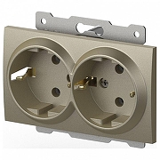 Розетка двойная с заземлением, без рамки Elbi Eleсtriс Zena Vega 609-011400-907 цвет Металлик