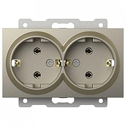 Розетка двойная с заземлением, без рамки Elbi Eleсtriс Zena Vega 609-011400-907 цвет Металлик-1
