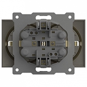 Розетка двойная с заземлением, без рамки Elbi Eleсtriс Zena Vega 609-011400-907 цвет Металлик-3