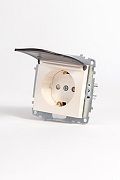 Розетка с заземлением и со шторкой, без рамки с крышкой Elbi Eleсtriс Zena Vega 609-012500-219 цвет Слоновая кость-5