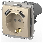 Розетка с заземлением и со шторкой и 2хUSB type A, без рамки Elbi Eleсtriс Zena Vega 609-012500-317 цвет Слоновая кость