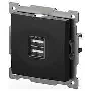Розетка 2хUSB type A без рамки Elbi Eleсtriс Zena Vega 609-014800-143 цвет Черный