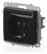 Розетка с заземлением и со шторкой, без рамки с крышкой Elbi Eleсtriс Zena Vega 609-014800-219 цвет Черный