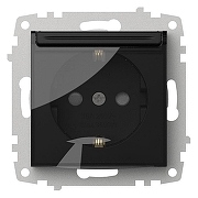 Розетка с заземлением и со шторкой, без рамки с крышкой Elbi Eleсtriс Zena Vega 609-014800-219 цвет Черный-1