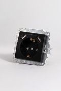 Розетка с заземлением и со шторкой и 2хUSB type A, без рамки Elbi Eleсtriс Zena Vega 609-014800-317 цвет Черный-4