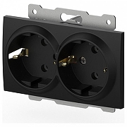 Розетка двойная с заземлением, без рамки Elbi Eleсtriс Zena Vega 609-014800-907 цвет Черный
