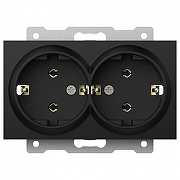 Розетка двойная с заземлением, без рамки Elbi Eleсtriс Zena Vega 609-014800-907 цвет Черный-1