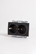 Розетка двойная с заземлением, без рамки Elbi Eleсtriс Zena Vega 609-014800-907 цвет Черный-4