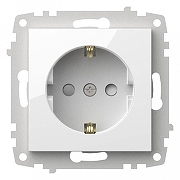 Розетка с заземлением и со шторкой, без рамки Elbi Eleсtriс Zena Vega 609-015600-243 цвет Белый-1