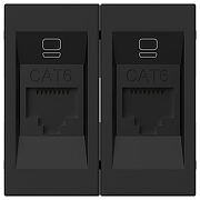 Розетка двойная Ethernet RJ-45 без рамки Elbi Eleсtriс Moda Vox 611-044832-248 цвет Черный-1