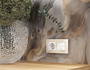 Рамка на 2 поста Ambrella Volt Qubi AF250302 цвет Бежевый-2