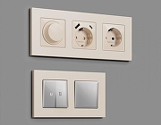 Рамка на 2 поста Ambrella Volt Qubi AF250332 цвет Бежевый-2