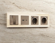 Рамка на 1 пост Ambrella Volt Platos Стекло органическое AF330301 цвет Бежевый-1