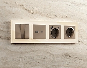 Рамка на 2 поста Ambrella Volt Platos Стекло органическое AF330302 цвет Бежевый-1