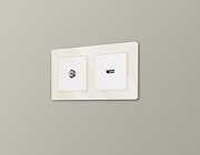 Рамка на 2 поста Ambrella Volt Platos Стекло органическое AF330302 цвет Бежевый-2