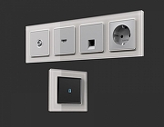 Рамка на 2 поста Ambrella Volt Platos Стекло органическое AF330402 цвет Серебро-1