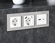 Рамка на 3 поста Ambrella Volt Platos Стекло органическое AF330403 цвет Серебро-1