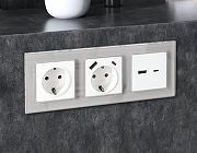 Рамка на 5 постов Ambrella Volt Platos Стекло органическое AF330405 цвет Серебро-1