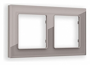 Рамка на 2 поста Ambrella Volt Platos Стекло органическое AF330502 цвет Сталь