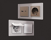 Рамка на 2 поста Ambrella Volt Platos Стекло органическое AF330502 цвет Сталь-1