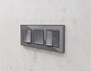 Рамка на 3 поста Ambrella Volt Platos Стекло органическое AF330503 цвет Сталь-1