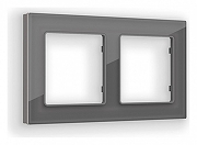 Рамка на 2 поста Ambrella Volt Platos Стекло органическое AF330652 цвет Антрацит