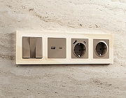 Рамка на 4 поста Ambrella Volt Platos Стекло натуральное AF380304 цвет Бежевый-1