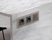 Рамка на 3 поста Ambrella Volt Platos Стекло натуральное AF380603 цвет Бежевый, Серый-1