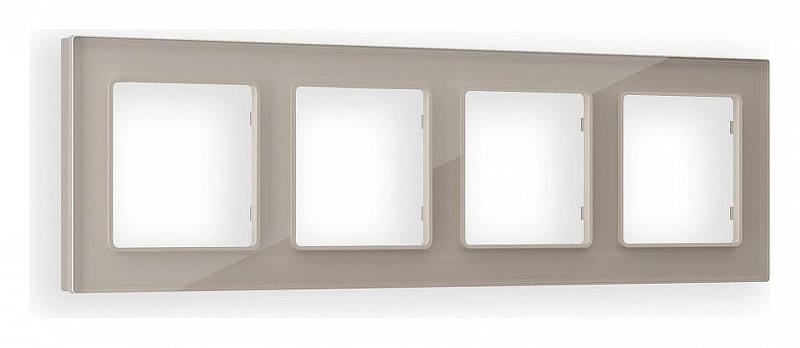 Рамка на 4 поста Ambrella Volt Platos Стекло натуральное AF380604 