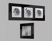 Рамка на 2 поста Ambrella Volt Platos Стекло натуральное AF380802 цвет Черный-2