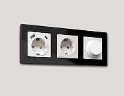 Рамка на 3 поста Ambrella Volt Platos Стекло натуральное AF380803 цвет Черный-2