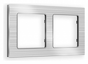 Рамка на 2 поста Ambrella Volt Platos Металл AF550102 цвет Серебро