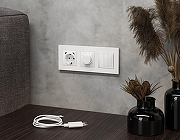 Накладка для розетки с заземлением и со шторками и 2хUSB type С Ambrella Volt ALFA AP1105 цвет Белый-1