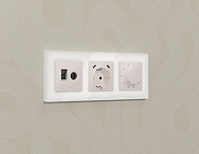 Накладка для ТВ-розетки и RJ-11 или RJ-45 Ambrella Volt ALFA AP2125 цвет Жемчужный-1