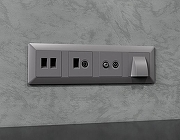 Накладка для ТВ-розетки и RJ-11 или RJ-45 Ambrella Volt ALFA AP5125 цвет Сталь-1