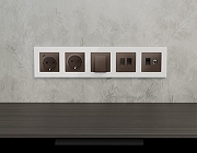 Накладка для розетки RJ-11 или RJ-45 Ambrella Volt ALFA AP6421 цвет Бронза-1