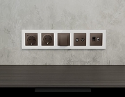 Накладка для ТВ-розетки и RJ-11 или RJ-45 Ambrella Volt ALFA AP6425 цвет Бронза-1