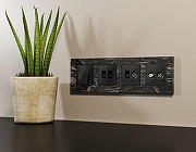 Накладка для ТВ-розетки и RJ-11 или RJ-45 Ambrella Volt ALFA AP8125 цвет Черный-1