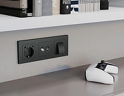 Накладка для розетки с заземлением и со шторками и 2хUSB type С Ambrella Volt ALFA AP9105 цвет Графит-1