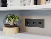 Накладка для ТВ-розетки и RJ-11 или RJ-45 Ambrella Volt ALFA AP9125 цвет Графит-1