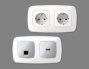 Рамка на 2 поста Ambrella Volt Ecta OF140122 цвет Белый-1