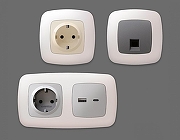 Рамка на 4 поста Ambrella Volt Ecta OF140204 цвет Жемчужный, Белый-1