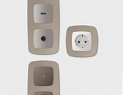 Рамка на 4 поста Ambrella Volt Ecta OF140364 цвет Бежевый, Серый-1