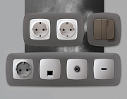 Рамка на 2 поста Ambrella Volt Ecta OF140652 цвет Антрацит-1