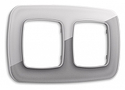 Рамка на 2 поста Ambrella Volt Radian Стекло органическое OF320502 цвет Сталь