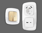 Рамка на 2 поста Ambrella Volt Radian Стекло натуральное OF350102 цвет Белый-1